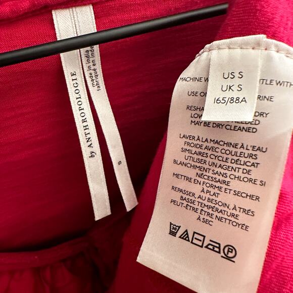 ANTHROPOLOGIE Red Ruffle Blouse Shirt Top –  Small - Picture 7 of 9